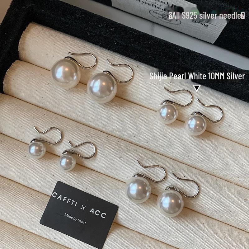 S925 Sterling Silver White Pearl High-Heel Earrings for Women – Luxury Niche Design