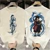 Plus Size Demon Slayer Anime Print Men and Women Tshirt Casual Parentchild Top Fashionable Summer Cotton Harajuku Y2K Street