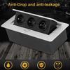 Aluminum Panel Desk Socket EU Socket Desktop Outlet With Cable Plug Hidden Socket  Kitchen Counter