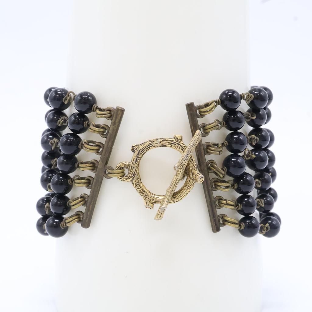 murderpollen [Good Condition] Onyx 7 Chain Bracelet Black / goldUsed