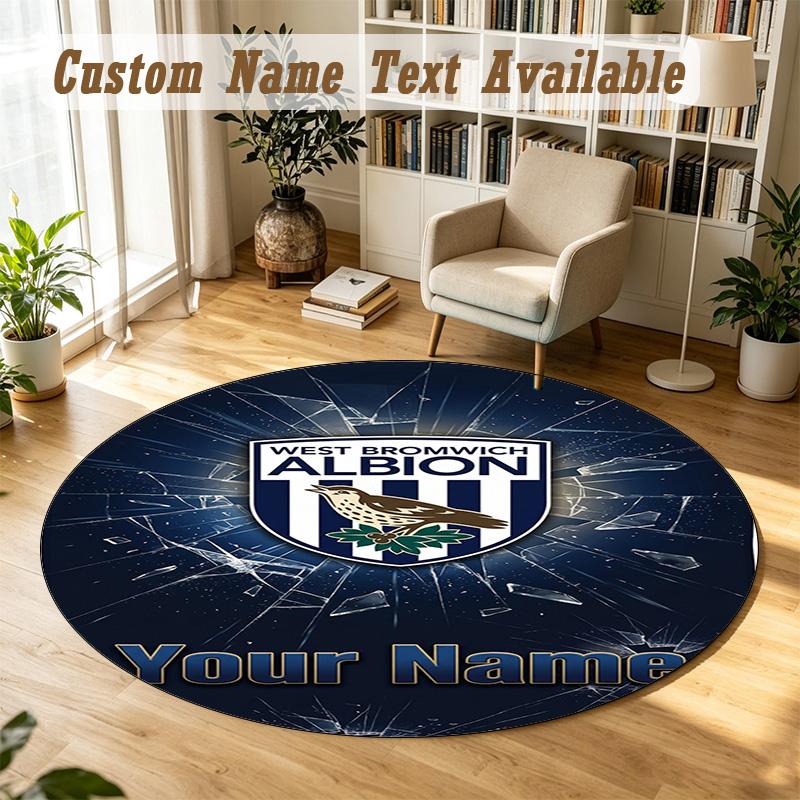 Round Rug Custom NameWest Bromwich Albion FC Pattern Non Slip Carpet Home Floor Decor