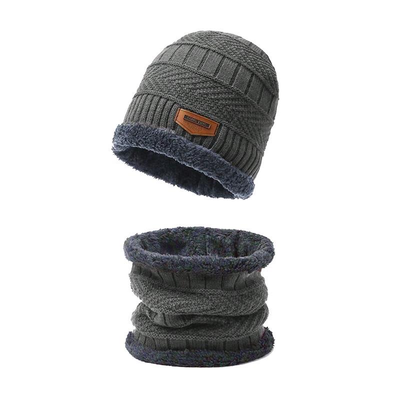 Fleece-Lined Winter Knit Hat & Touchscreen Gloves Set