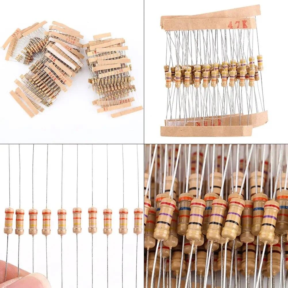 1/2W Carbon Film Resistor Set 5% Resistors Kit 0.5W 1 ohm~10M Resistor Pack Assorted Kit 5.1K 5.6K 6.8K