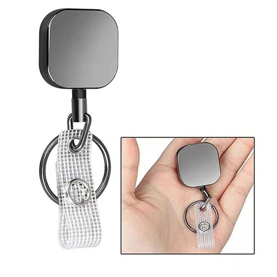 Retractable Lock Heavy-Duty Keychain with Smooth Retractable Reel Mechanism Adjustable Wire Rope Length Belt Clip Badge Holder