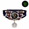 Luminous 12 Constellation Leather Bracelet for Men and Women Couple Gift Handmade Multi layer Beaded Bracelet Creative Handmade Jewelry