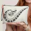 Trendy Piano Note Cosmetic Bag Large Capacity Stationery Storage Bag Portable Travel Toiletry Pouch Female Clutch Bags
