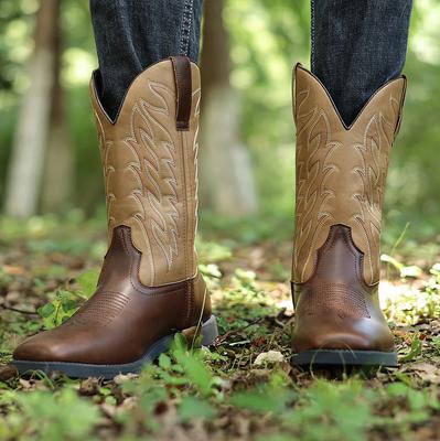 Mode Nouvelles Bottes de Cowboy pour Hommes Faites à la Main Broderie Western Baskets Bout Pointu Mi-mollet Bottes pour Hommes Slip-on Bottes d'Équitation pour Hommes Zapatos Hombre