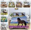 Set de lenjerie de pat cu animale imprimate 3D, husă de pilota cu imprimeu de cai, fată de pernă AU240 * 270, pat super mare, decorațiuni pentru casă cu fermoar moale