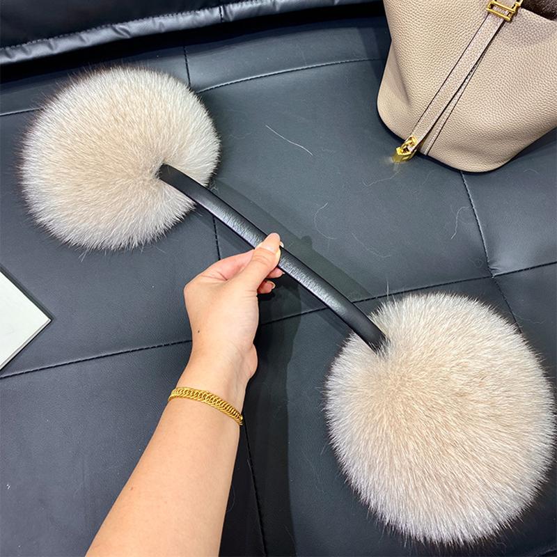 New Winter Real Fox Fur Earmuffs for Women Natural Fox Fur Scarves Dual Use Genuine Warmer Plush EarMuff Outdoor Solid Fur Scarf