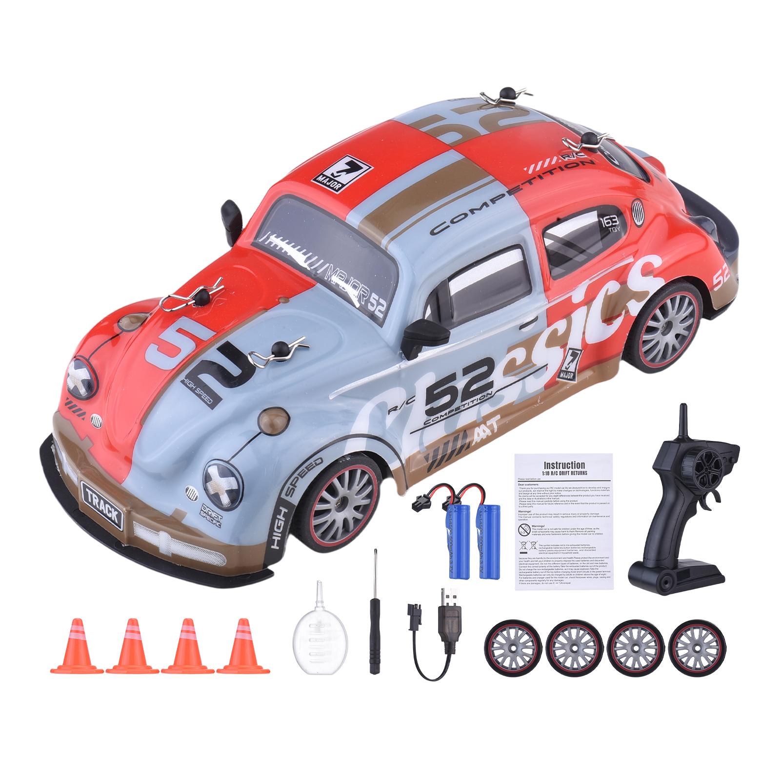 

Автомобиль с дистанционным управлением, 1:18 Масштаб 2.4 ГГц 4WD Дрифт-кар с функцией распыления и светодиодными фарами, Электрический гоноч Red and Grey 2 Batteries