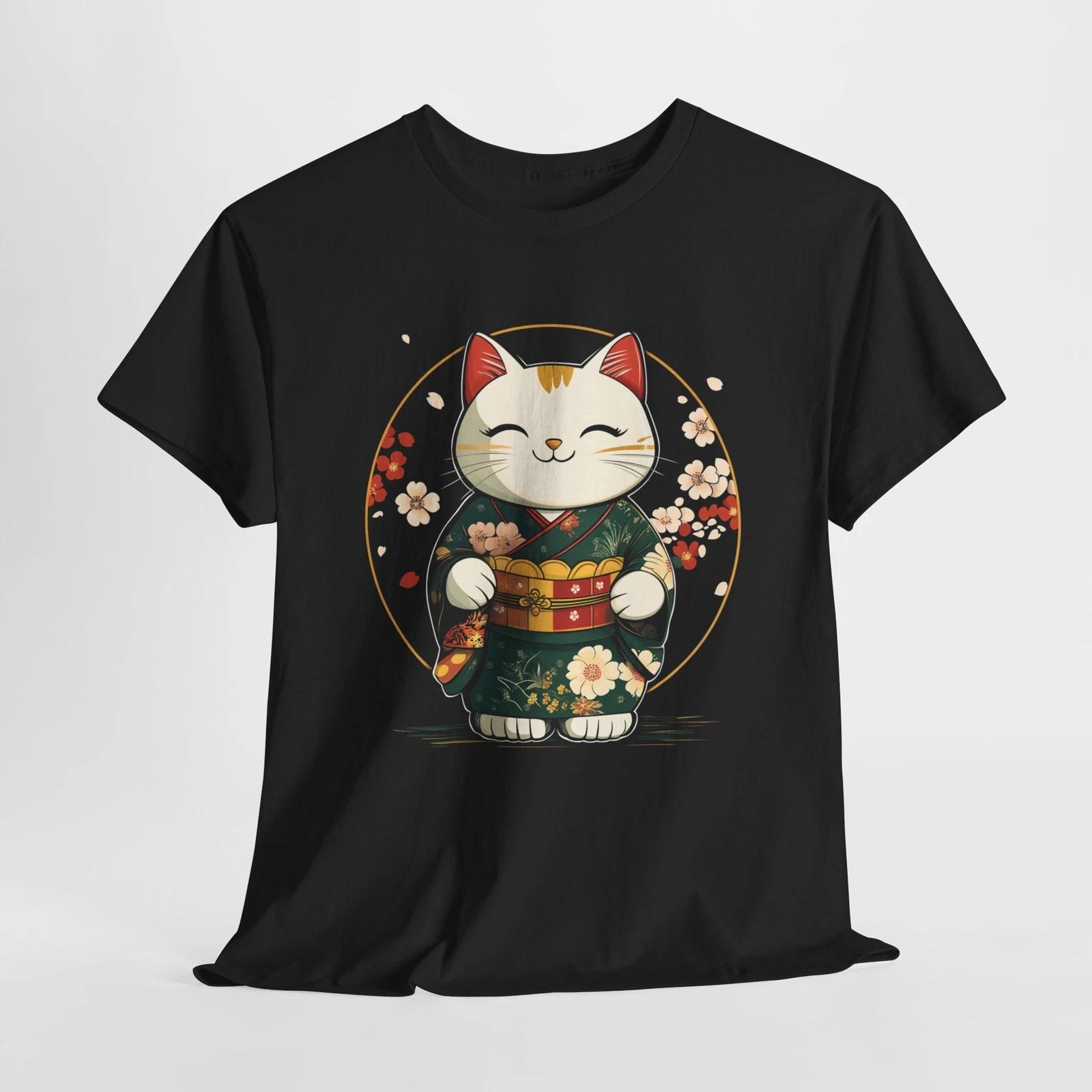 Japanese Lucky Cat T-Shirt | Samurai Sword Training Tee | Martial Arts Shirt S