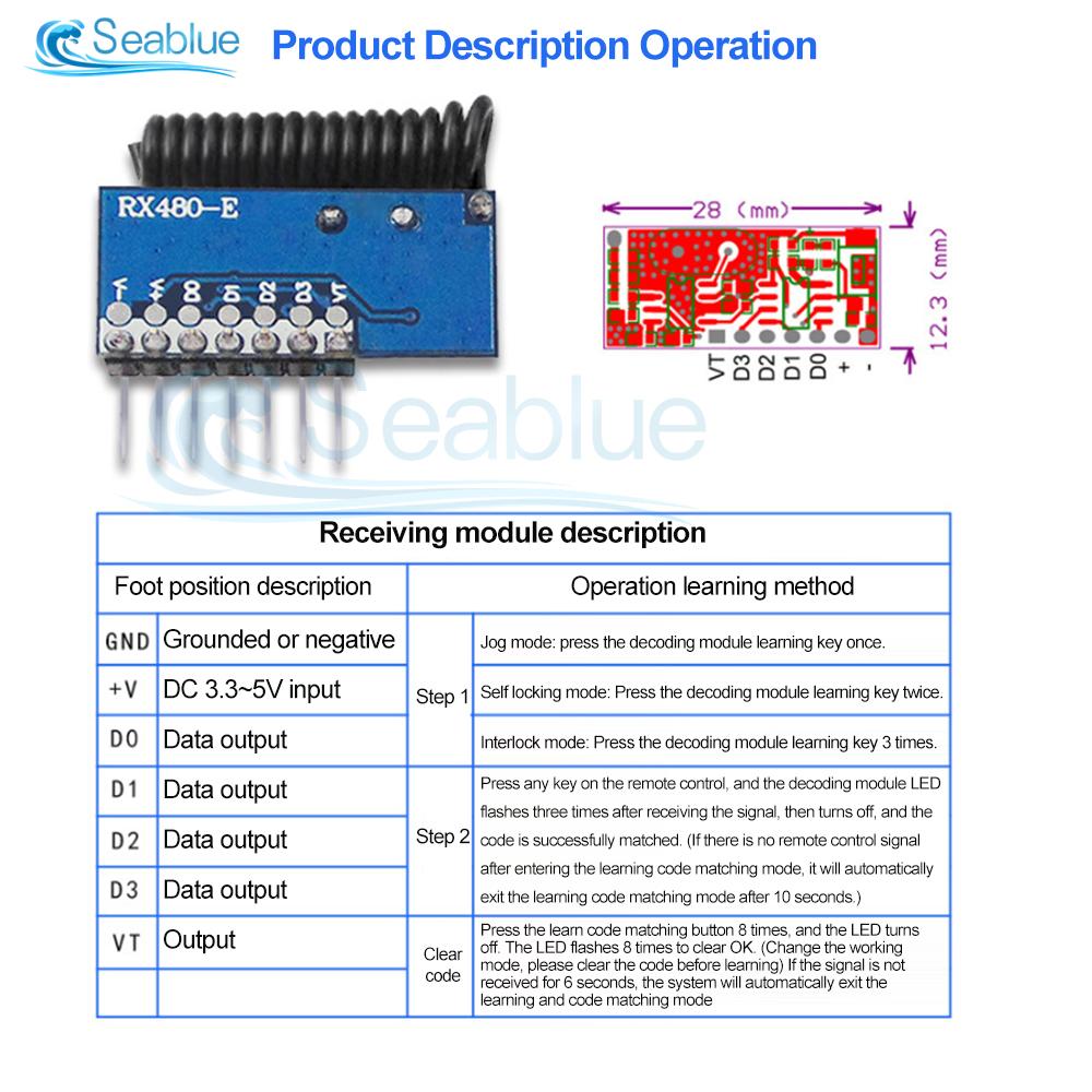 315mhz/433mhz Receiving Module Superheterodyne Receiving Module Remote Control Switch Module Wireless Band Decoding Module