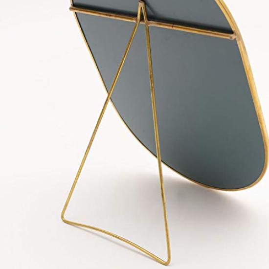 Oglindă de Masă Oglindă Kagami Oglindă de Masă Oglindă de Masă Antică Oglindă de Machiaj Elegantă de Tip Stativ Oval Cadru Alamă