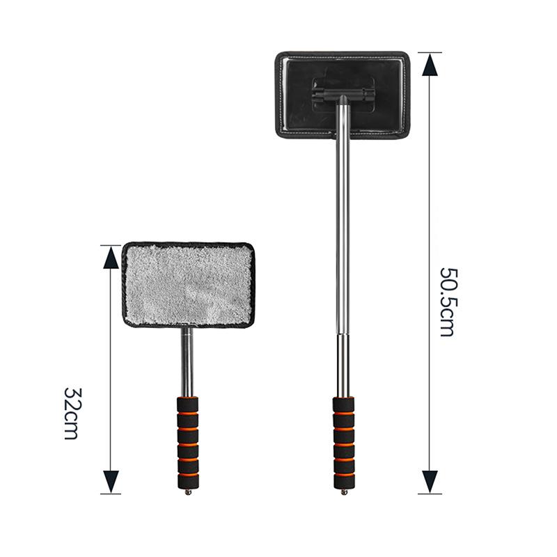 

1 шт., универсальный инструмент для удаления пыли, щетка для очистки лобового стекла автомобиля, телескопическая длинная ручка, бытовые щетки для чистки стекол автомобиля чёрный