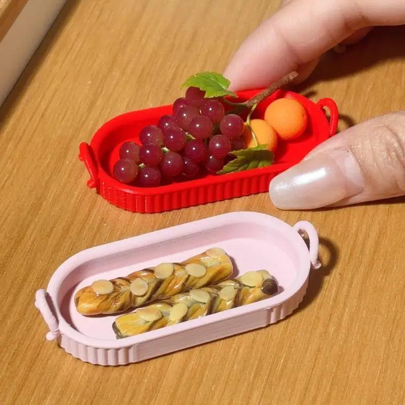 1Pcs Dollhouse Simulation Miniature Elliptical Plate Model Doll House Kitchen Food Play Accessories Scene Decoration Toys