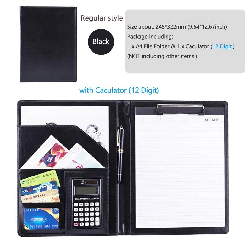 A4 Padfolio Man PU Padfolio File Folder Portfolio Business Document Holder Metal Clipboard Pad Document Organizer Holder Office