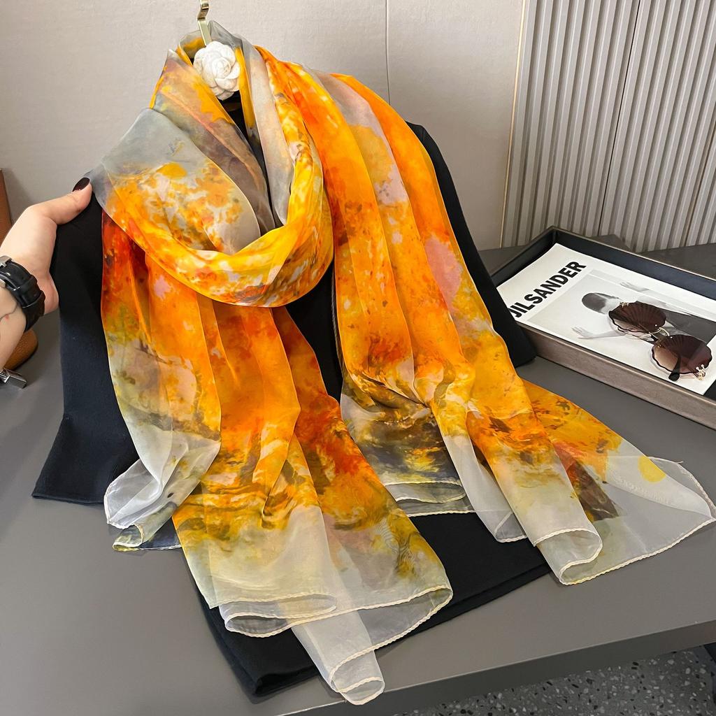 Silk Scarf Fashion Design Neck  Foulard Female Headbanda Luxury Hijab Women Warm Pashmina Scarves Echarpe Shawl Large Wrap