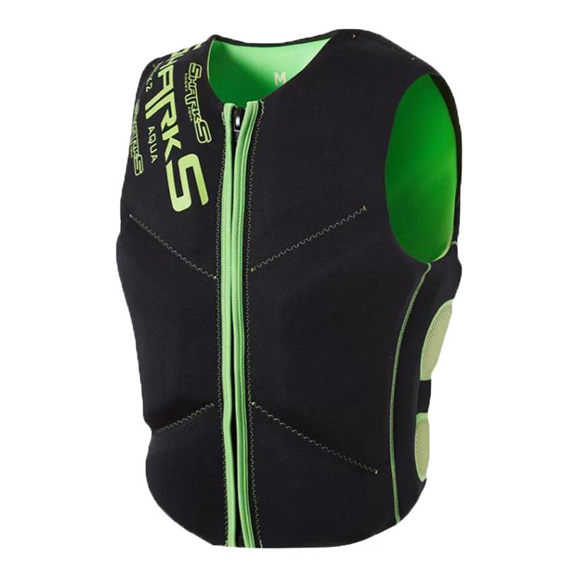 

Взрослый профессиональный морской спасательный жилет: Утолщенный, портативный жилет с поясом для высокой плавучести во время морского сноркелинга. M зелёный