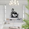Black Metal Flamingo Wall Decor 3D Shadow Effect Tropical Home Art Modern Garden Sculpture