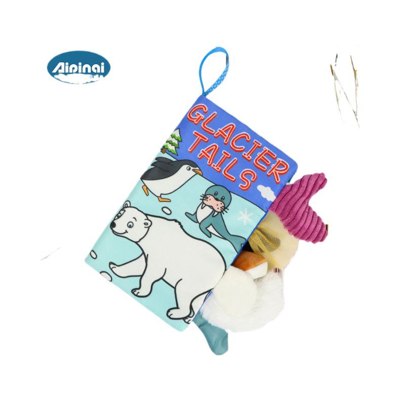 Aipinqi Baby Animal Tail Cloth Book – Tear-Resistant, Crinkle Paper Educational Toy for Early Learning.