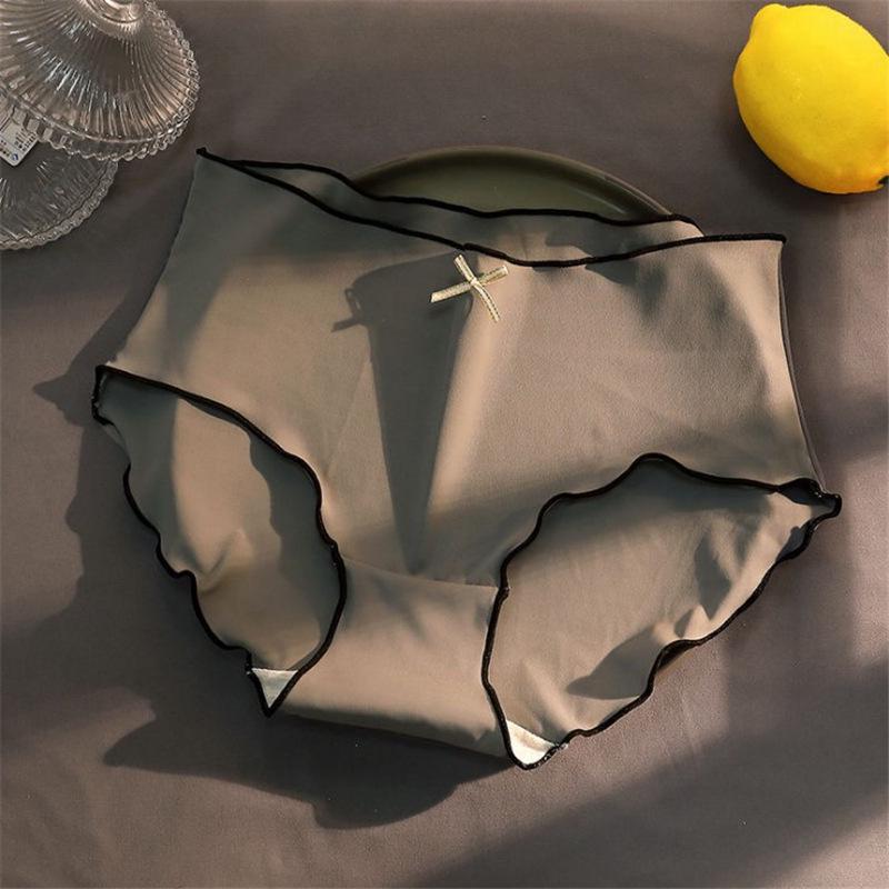 

Женские бесшовные летние трусики-слипы с низкой посадкой из ледяного шелка и хлопка в области ластовицы L [100-120 jin] серый