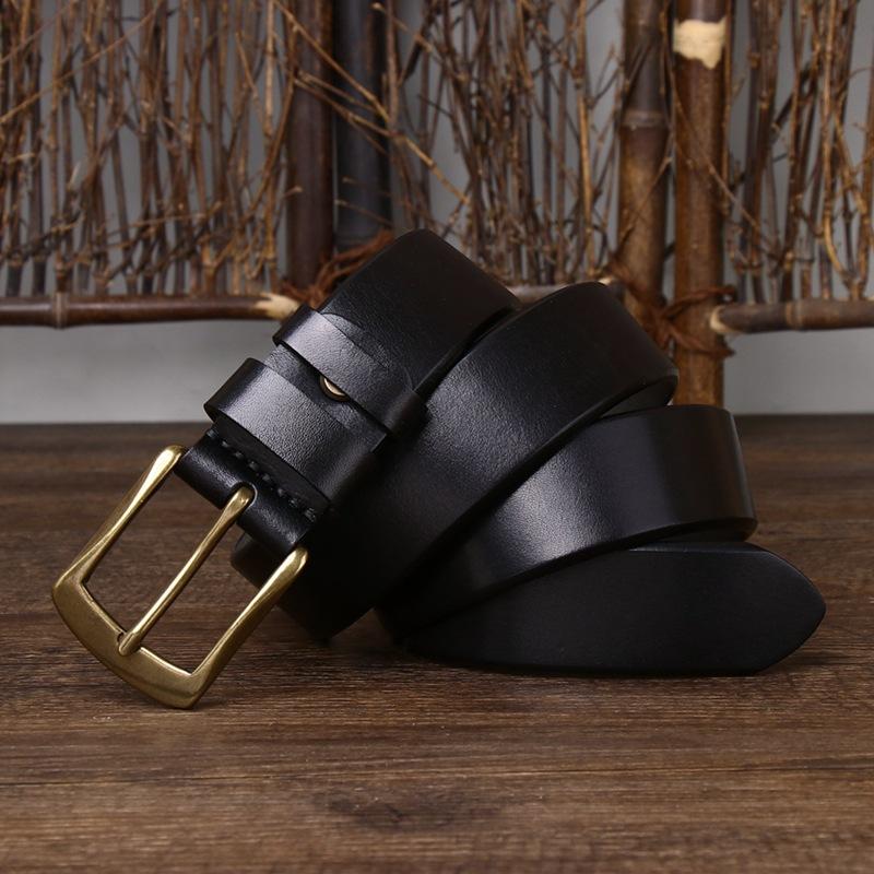 Gürtel Herren Verdickt Koreanischer Stil Schlicht und Lässig Leder Dornschließe Reines Rindsleder Jugend Business Gürtel