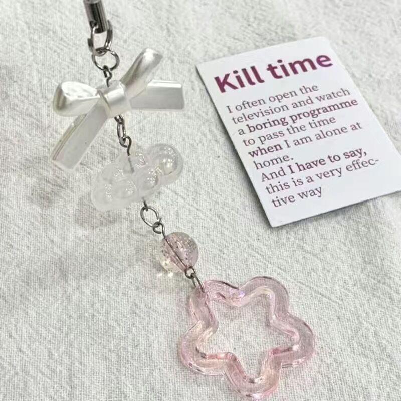 

1 шт., милая Ins, автомобильная сумка, аксессуары «сделай сам», Y2K, кулон в форме сердца, бабочки, кисточки, брелок из бисера, украшения для телефона as the picture