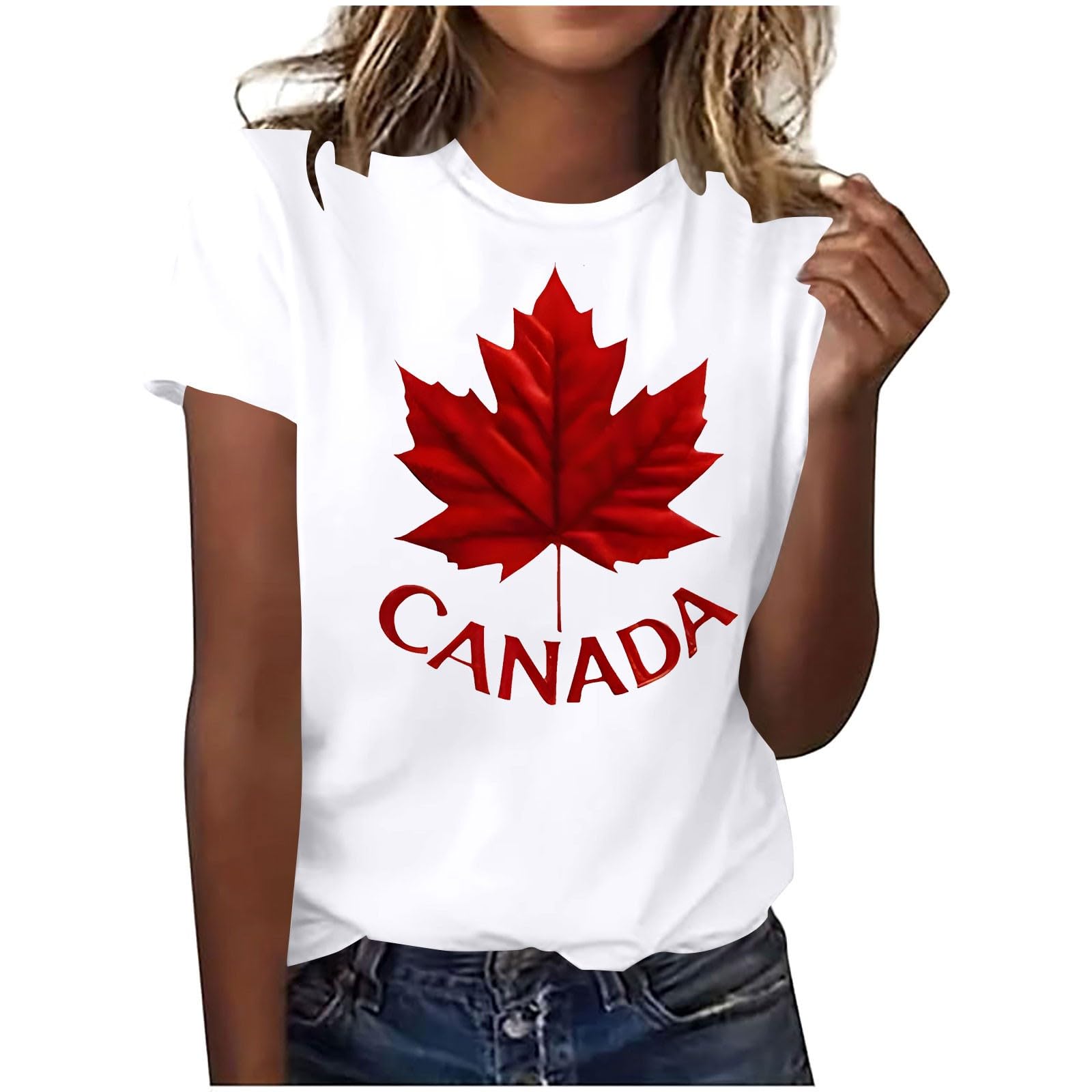 

Women s Fashion Casual Maple Leaf Print Top XL білий