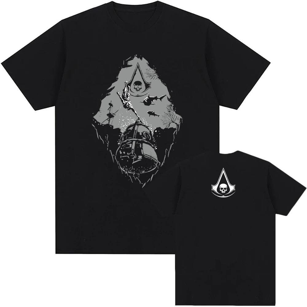 Diving Bell Design Graphic Tshirts Game Assassin'sCreed Black Flag Resynced T-shirt Unisex Streetwear Cotton Men Women Tees Top