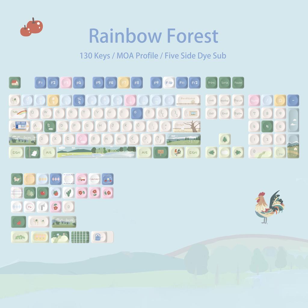 130 Keys Cheese Burger MOA Profile Custom Keycap Set Five Side Dye Sublimation PBT Keycaps for MX Switch Mechanical Keyboard