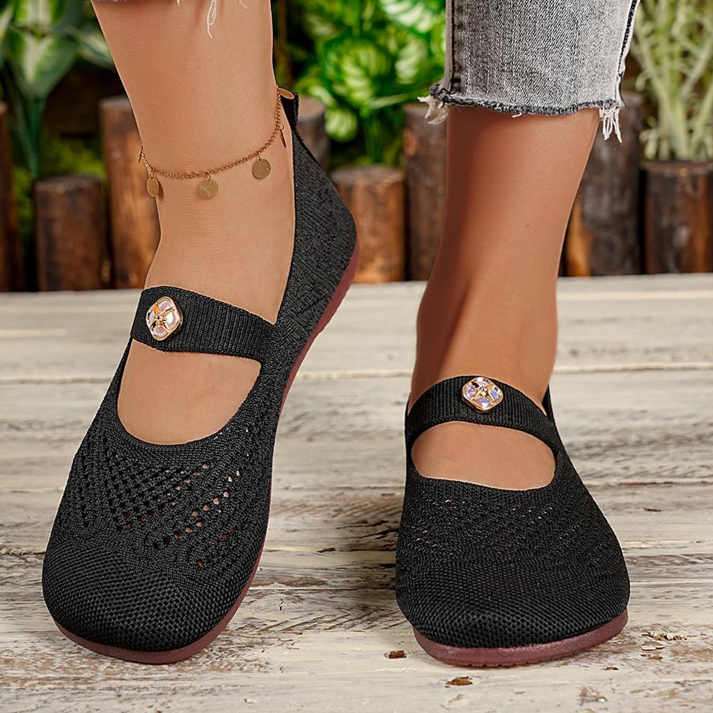 Large Size Lazy Breathable Casual Single Shoes Autumn Flat Bottom One Pedal Fly Woven Elastic Single Shoes Women