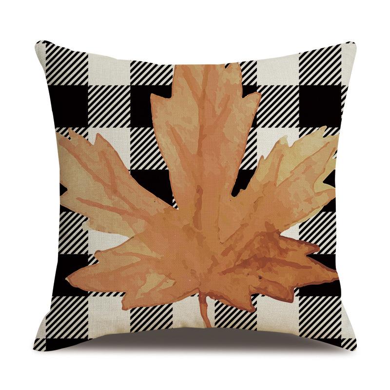 Thanksgiving Linen Pillowcase Autumn Pumpkin Print Pillow Cushion Cover
