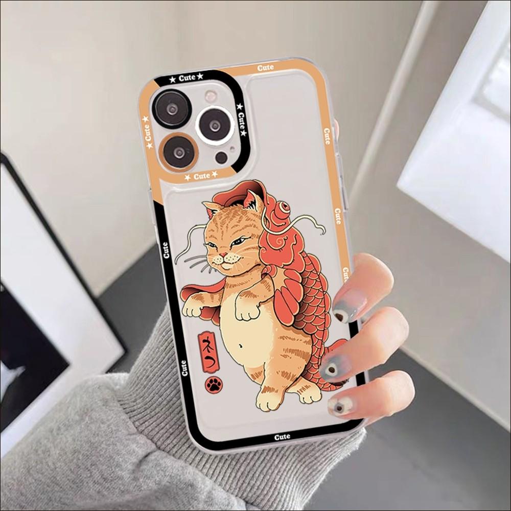JAMULAR Neko Ramen Japan Cat Anime Phone Case For IPhone 11 12 13 Mini Pro XS MAX 8 7 6 6S Plus X 5S SE 2020 XR Clear Case