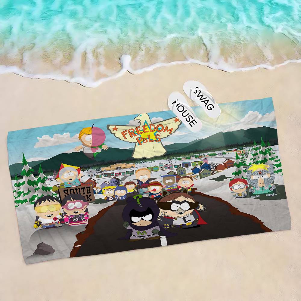 Classic animation S-South Cartoon Park Microfiber Blanket Quick Drying Beach Towels Oversized Printing Super Absorbent Pool