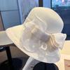 French elegant lace bow straw hat women's spring and summer sun protection sun hat big brim seaside vacation photo top hat