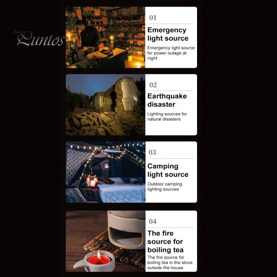 Smoke-free Candle Emergency 30 Hours Smoke-Free Odorless Survival Windproof Typhoon Disaster Prevention Candles for Power Outages Camping