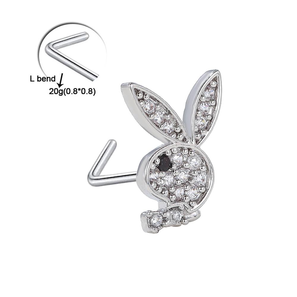20G Chirurgischer Edelstahl Nasenstecker CZ Kaninchen Nasenringe Unisex Nasenpiercing Schmuck Knorpel Ohrring Tragus Körperschmuck