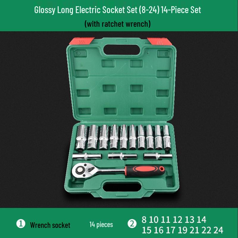 Extended Electric Hex Socket Hand Drill and Impact Wrench Tool Set