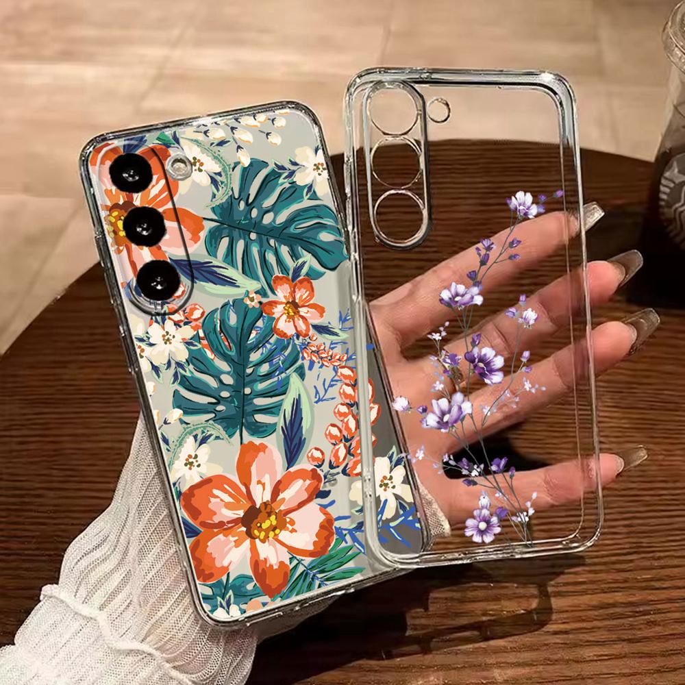 Monstera Deliciosa Lavender Floral Phone Case For Samsung Galaxy A56 A16 A26 A36 A37 A57 A21S A53 A33 A73 A12 Transparent Cover