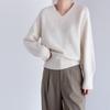 French V-Neck Sweater for Women Autumn Winter Japanese Lazy Style Retro High-End Knit Outer Wear Top