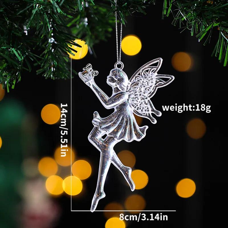 2PCS/Set Christmas Decor Crystal Acrylic Ornaments Deer Angel Xmas Tree Unicorn Hanging Pendants Navidad  New  Gift