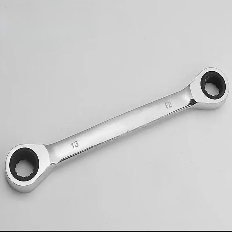

12/13mm Double Head Ratchet Wrench Set, Chrome Vanadium Steel Ring Spanner for Auto Repair Tools