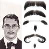 100% Human Hair Beard Lace Mesh Beard Shallow Short Realistic Fake Moustache For Men Makeup Facial Hair Hand Made By Invisible