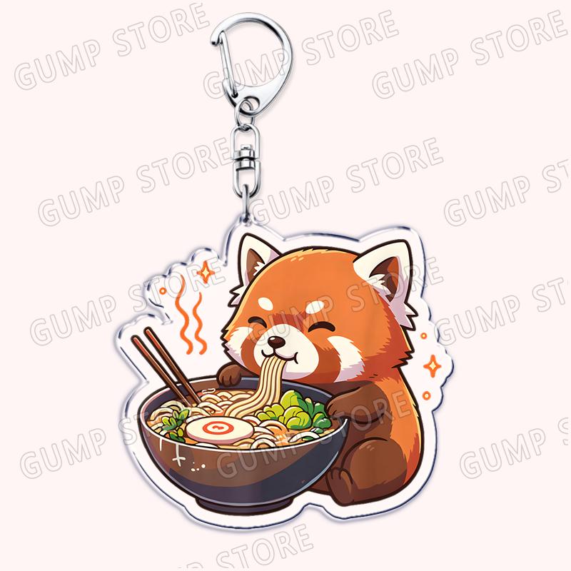 Hot Red Panda Eating Ramen Keychains for Accessories Cant Hear You Im Gaming Keyrings Jewelry Fans Friends Gifts