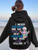 Unisex Fall Autumn Directional Cartoon Letter Graphic Hoodie Hooded Sweatshirt Print Casual Top for Daily Wear Weekend Travel