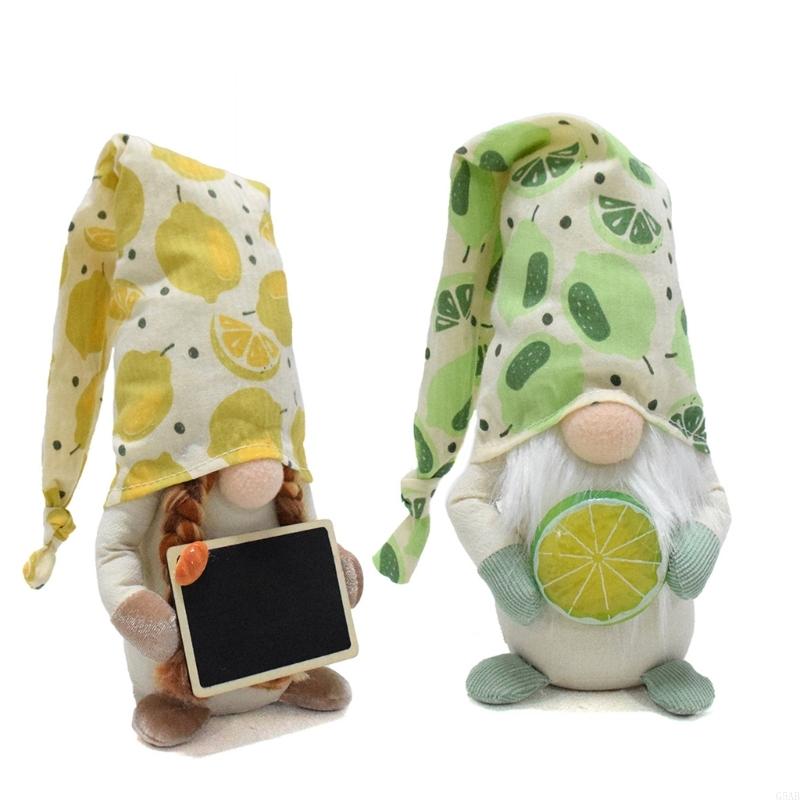 G5AB Stuffed Swedish Gnome Colorful Lemon Gnome Spring Celebration Decors Artificial Gift for Women Family Colleague