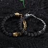 Source Jewelry Integrity Pass Stainless Steel Skull Buddha Beads Volcanic Stone Beaded Bracelet