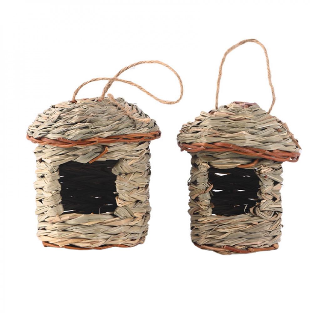 Hand Woven Bird Nest Made of Pennisetum Purpureum, Natural Grass Bird Cage, Pet & Garden Decorative Ornament