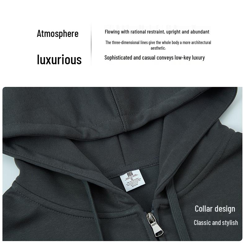 Unisex Cotton Drop Shoulder Zipper Hoodie Cardigan for Autumn/Winter