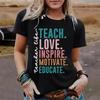 Sommar Tryckt Rundhalsad Pullover Kortärmad Dam T-shirt